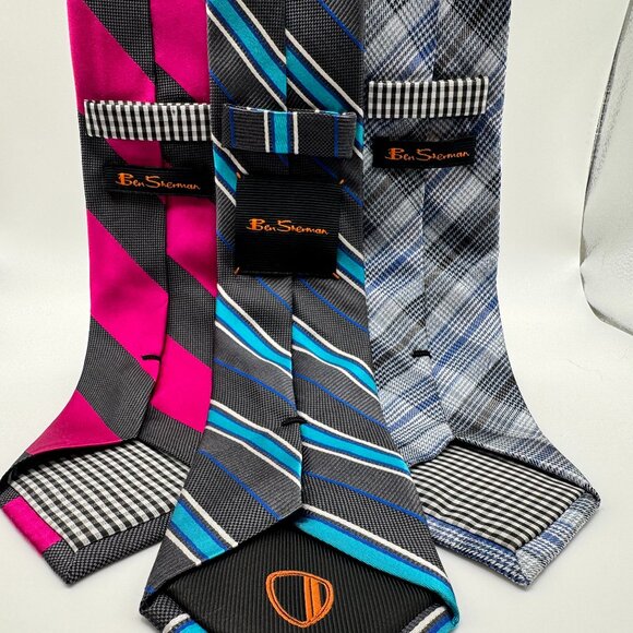 Ben Sherman 3 Modern Silk Tie Bundle – Regimental, Awing & Glen Check - Picture 1 of 7